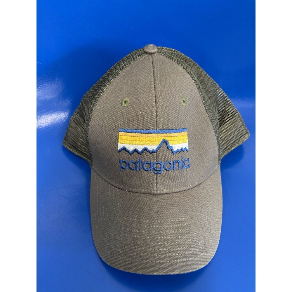 Olive Green Patagonia Fitz Roy/Line Logo Ridge Trucker Hat One Size